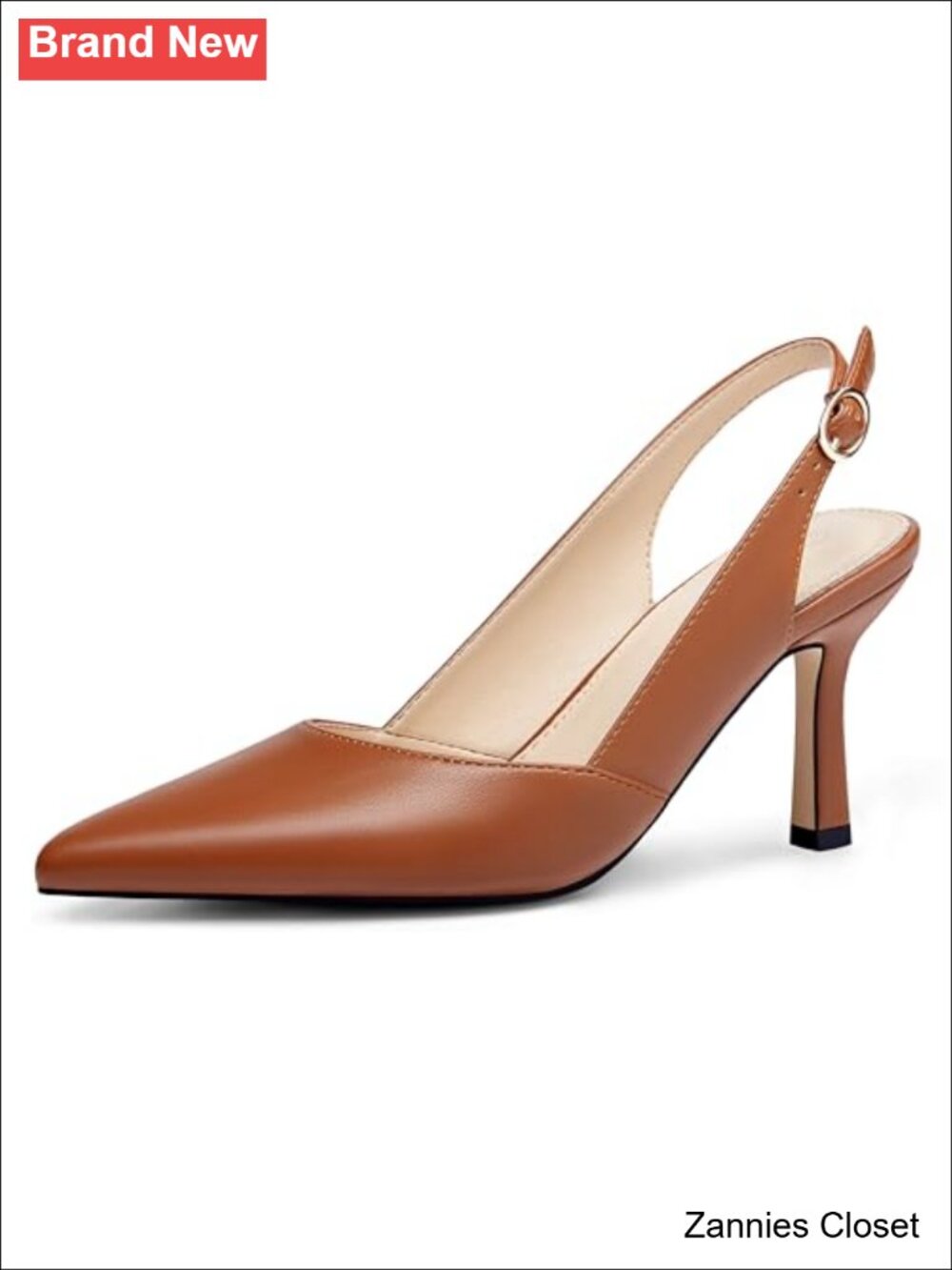 ✨ Pointed Toe Slingback Kitten Heels Faux Leather Dress Pumps